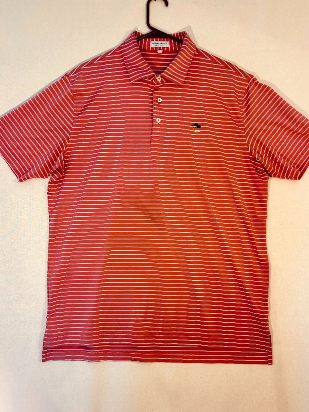 Peter Millar Summer Comfort Polo Men L Jupiter Hills Club Golf Red Stripe